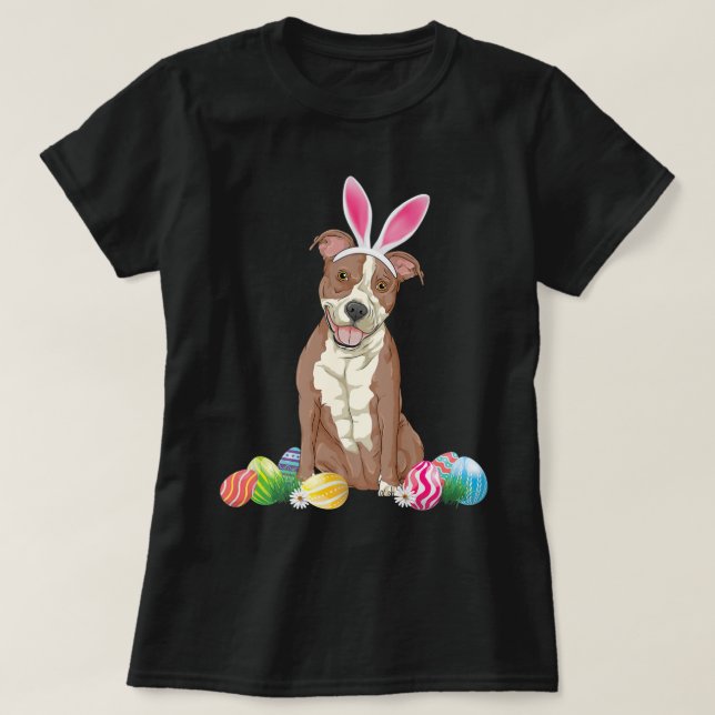 Pitbull Påsk Day Bunny Eggs Påsk Costume B T Shirt (Design framsida)