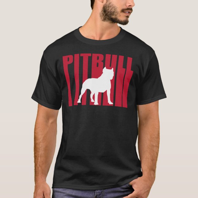 Pitbull Pit Bull Dog Red Stilized Transparent Grap T Shirt (Framsida)