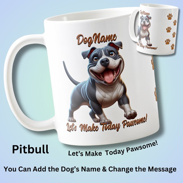 Pitbull Pit Bull - Lägg till Hund Namn, Ändra text Kaffemugg (Skapare uppladdad)