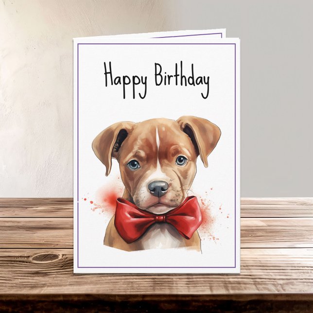 Pitbull Pit Bull Puppy Hund Birthday Kort (Skapare uppladdad)