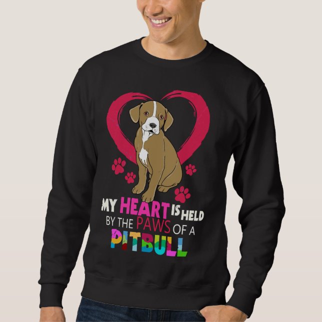 Pitbull Pit Bull Terrier Heart in Tassar Pitbull Lång Ärmad Tröja (Framsida)