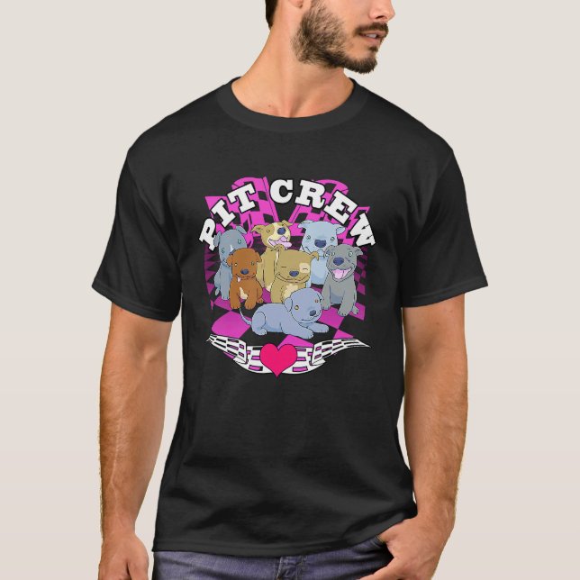 Pitbull Pit Crew Tävla Stil Hund T Shirt (Framsida)