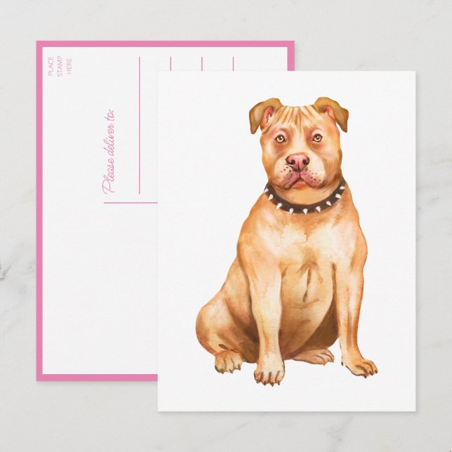Pitbull Pittie Valp Hund Saknar Dig Kärlek Pit Bul Vykort (Fram/baksida)