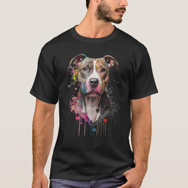 Pitbull Portrait Cute Happy Dog Mom Mothers Day Th T Shirt (Framsida)