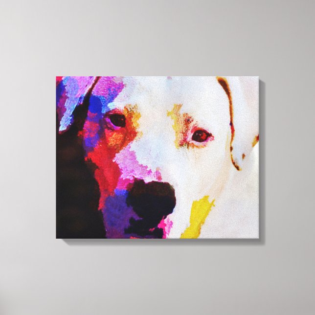 Pitbull Porträtt Canvas Art Skriv ut (Framsida)