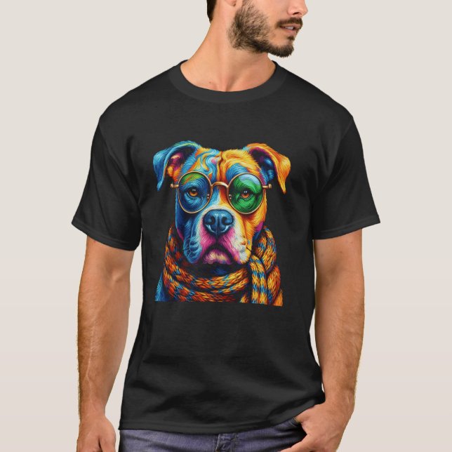 Pitbull-porträtt för Pitbull-hundägare T Shirt (Framsida)