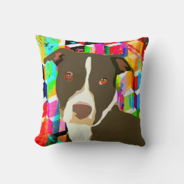 Pitbull Porträtt Pop Art Kudde