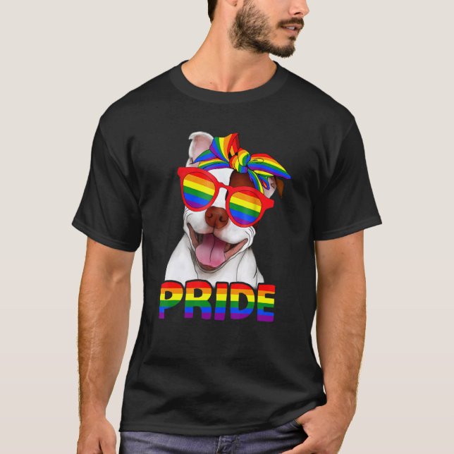 Pitbull Pride Hund Mamma Rainbow Lgbt Gay pride må T Shirt (Framsida)