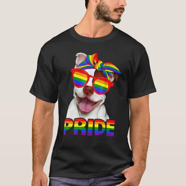 Pitbull Pride Hund Mamma Rainbow Lgbt Gay pride må T Shirt (Framsida)