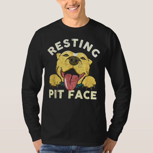 Pitbull Puppy Resting Pit Ansikte Funny Distress D T Shirt (Framsida)