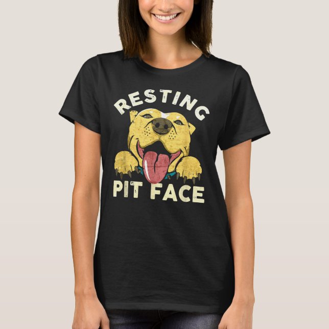 Pitbull Puppy Resting Pit Ansikte Funny Distress D T Shirt (Framsida)