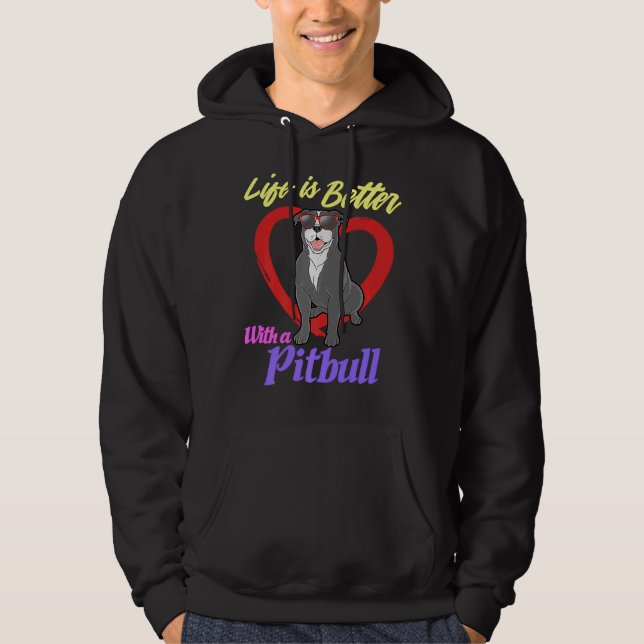Pitbull Rädding Hund älskare 1 Hoodie (Framsida)