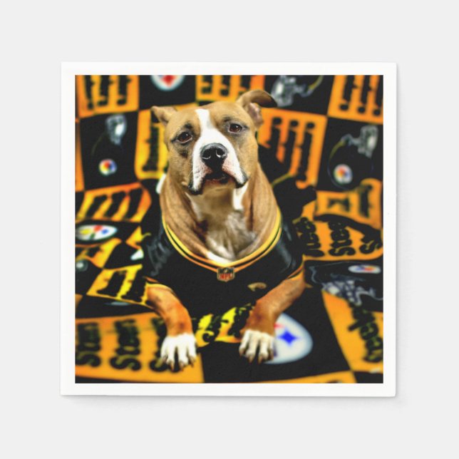 Pitbull Rädding Hund Football Fanatic Pappersservett (Framsidan)