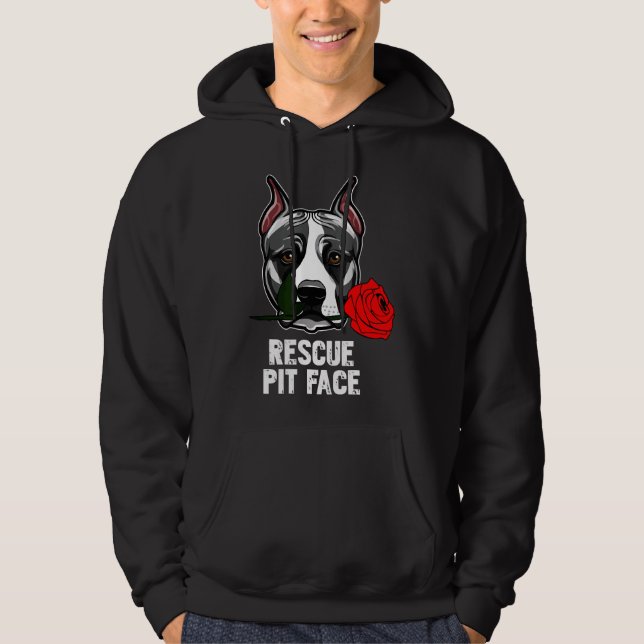 Pitbull Rädding Pit Ansikte Funny Cute Pitbull Äls Hoodie (Framsida)