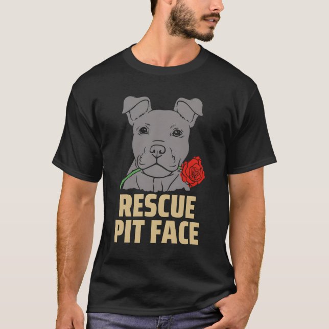 Pitbull Rädding Pit Ansikte Funny Cute Pitbull Äls T Shirt (Framsida)
