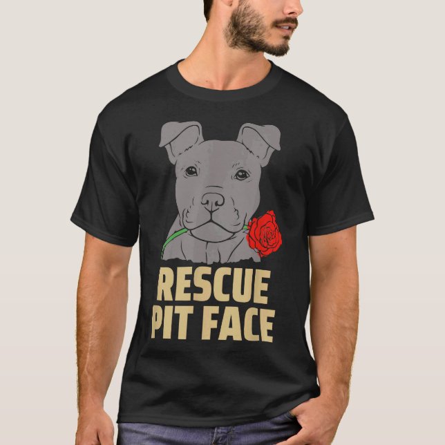 Pitbull Rädding Pit Ansikte Funny Cute Pitbull Äls T Shirt (Framsida)