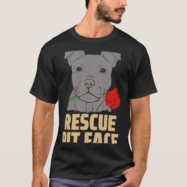 Pitbull Rädding Pit Ansikte Funny Cute T Shirt (Framsida)