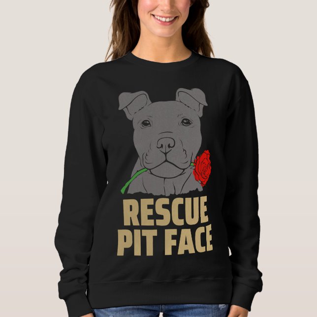 Pitbull Rädding Pit Ansikte Funny Cute T Shirt (Framsida)