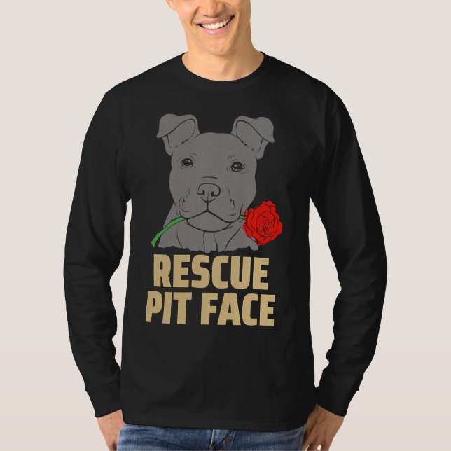 Pitbull Rädding Pit Ansikte Funny Cute T Shirt (Framsida)