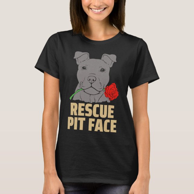 Pitbull Rädding Pit Ansikte Funny Cute T Shirt (Framsida)