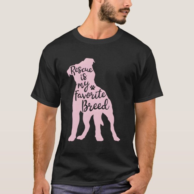 Pitbull-Räddingen är min favoritras Hund Pit Bull  T Shirt (Framsida)