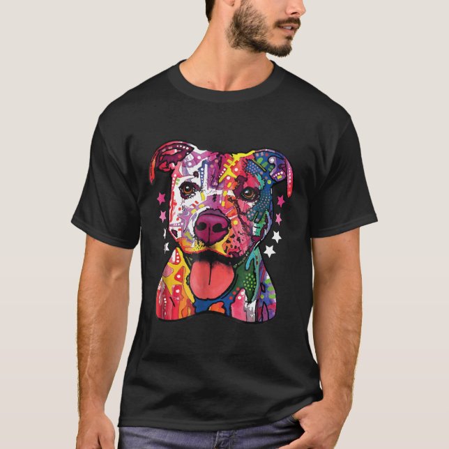 Pitbull Rainbow Pitbull för Hund T Shirt (Framsida)
