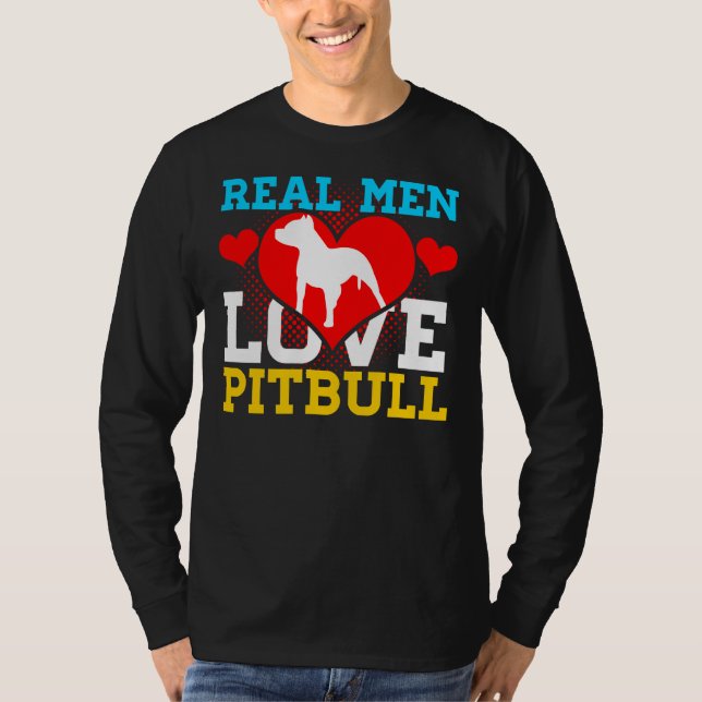 Pitbull Real Manar Kärlek Pitbull T Shirt (Framsida)