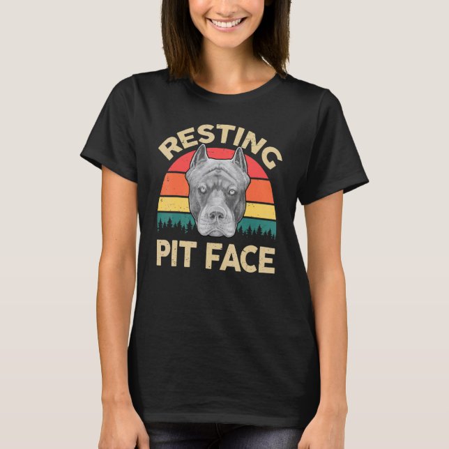 Pitbull Restit Pit Ansikte Blue Pitbull Pappa Pitt T Shirt (Framsida)
