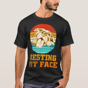 Pitbull Restit Pit Ansikte Vintage Pitbull Hundar T Shirt