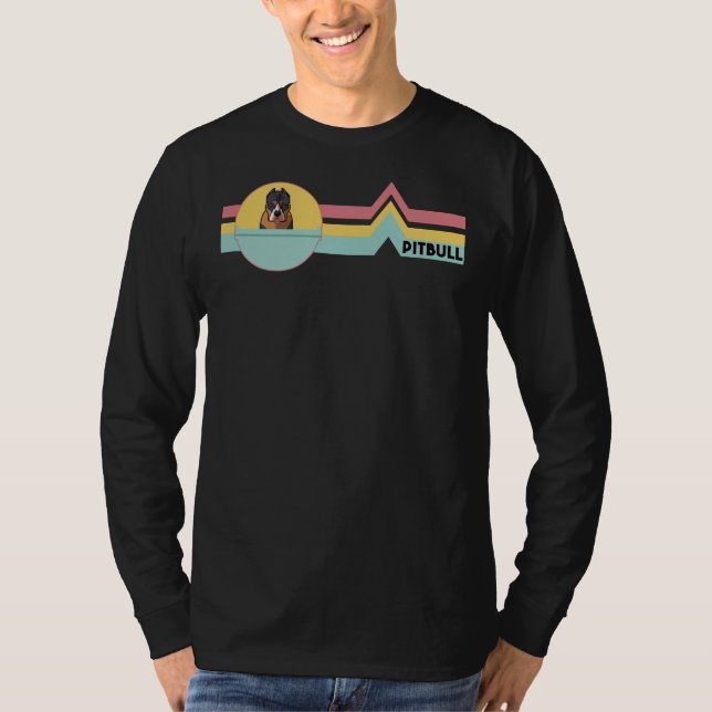 Pitbull Retro Krig Hund Mamma T Shirt (Framsida)