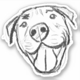 pitbull-ritning enkel hundälskare svart vitt klistermärken