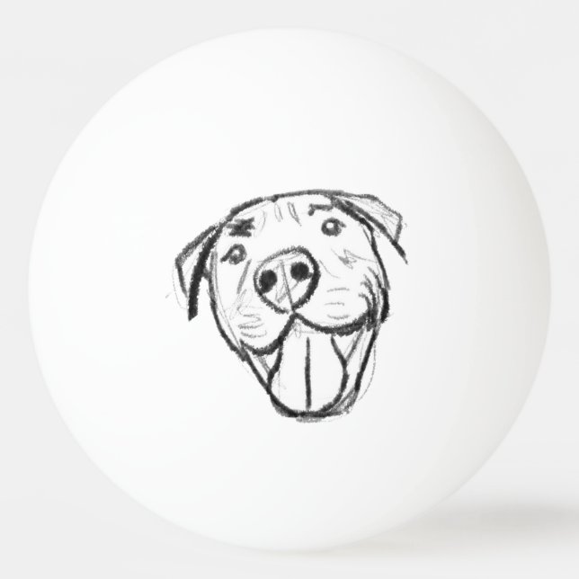 pitbull-ritning enkel hundälskare svart vitt pingisboll (Framsidan)