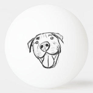 pitbull-ritning enkel hundälskare svart vitt pingisboll