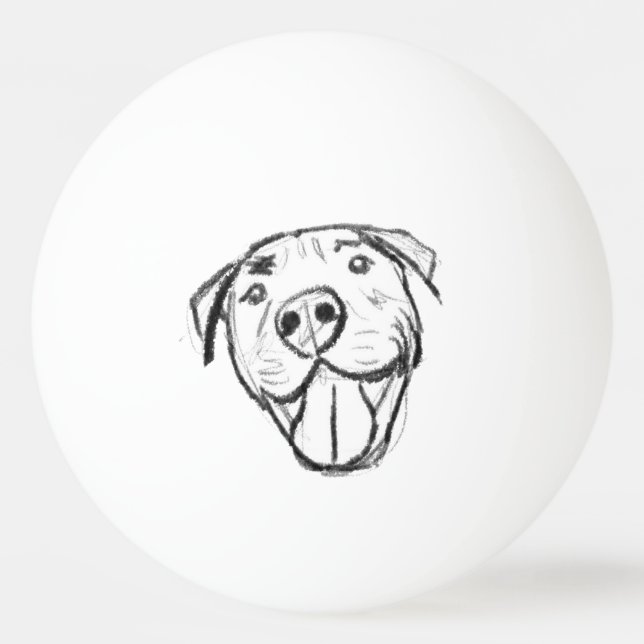 pitbull-ritning enkel hundälskare svart vitt pingisboll (Framsidan)
