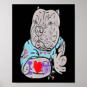 Pitbull Rolig hund I Kärlek Mamma Tattoo Gift Poster