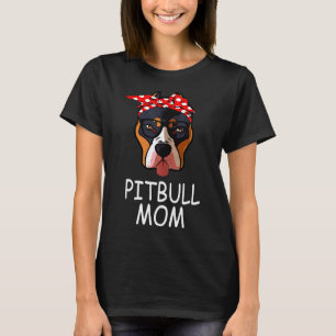 Pitbull Rolig hund Mamma Sunglasses Bandana T Shirt