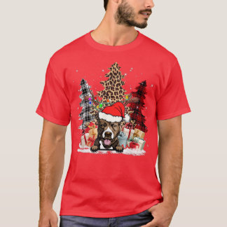 Pitbull Santa Hat Light Buffalo Play Leopard Julaf T Shirt