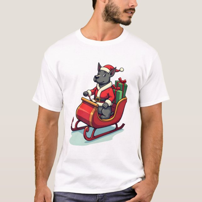 Pitbull Santa Ride T Shirt (Framsida)