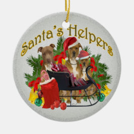 Pitbull Santas hjälpredaprydnad Julgransprydnad Keramik