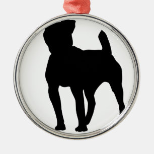 Pitbull Silhouette Julgransprydnad Metall