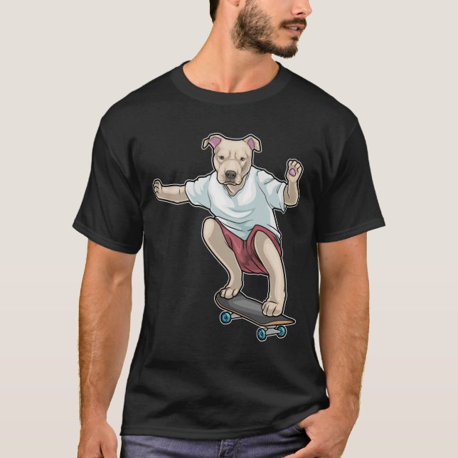 Pitbull Skater Skateboard T Shirt (Framsida)