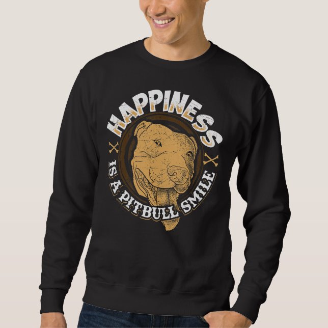 Pitbull Smile Hund Lång Ärmad Tröja (Framsida)