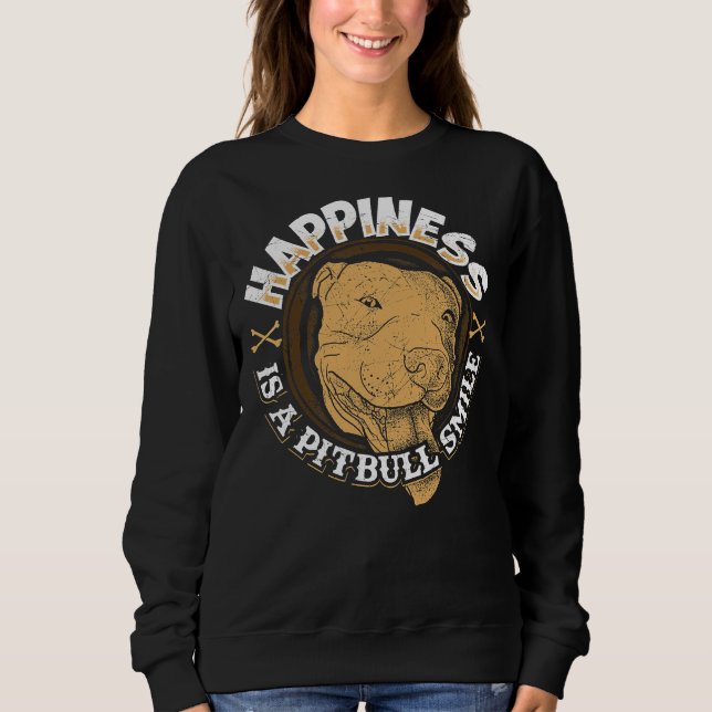 Pitbull Smile Hund T Shirt (Framsida)
