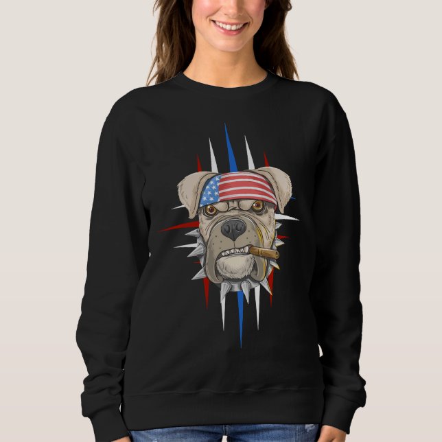 Pitbull Smoking Cigar T Shirt (Framsida)