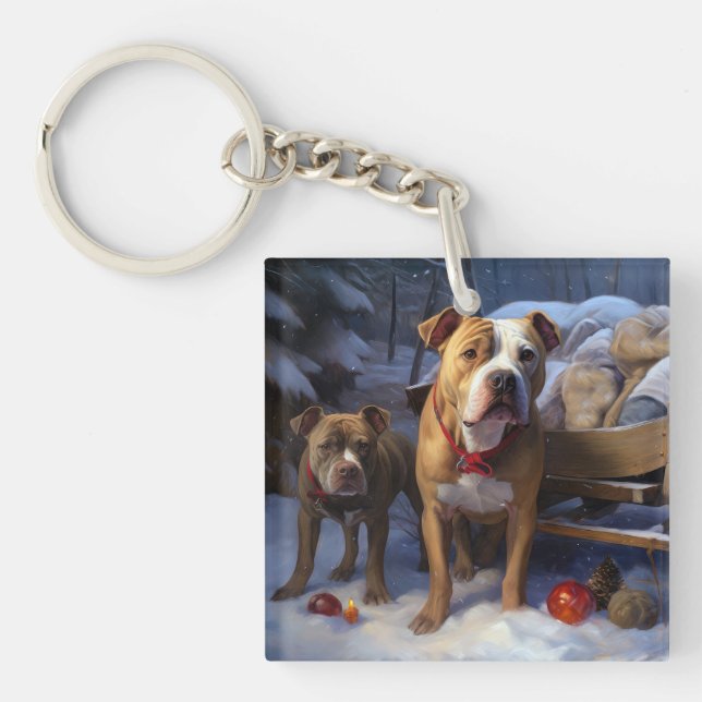Pitbull Snöig släde juldekoration (Framsidan)