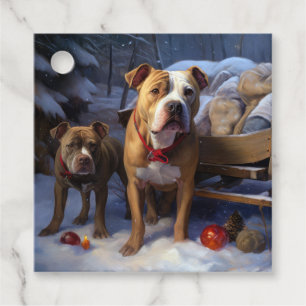 Pitbull Snöig släde juldekoration Gåvor Etiketter