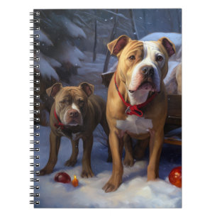Pitbull Snowy Sleigh-juldekretet Anteckningsbok