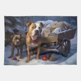 Pitbull Snowy Sleigh-juldekretet Kökshandduk