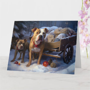 Pitbull Snowy Sleigh-juldekretet Kort