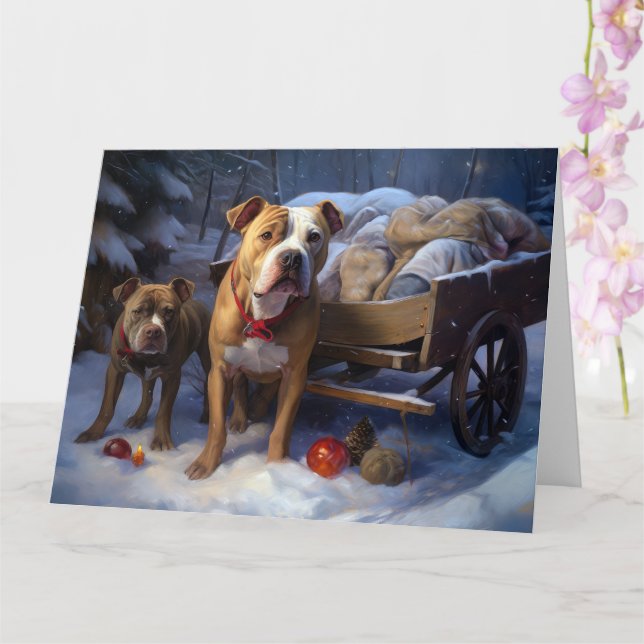 Pitbull Snowy Sleigh-juldekretet Kort (Orkide)